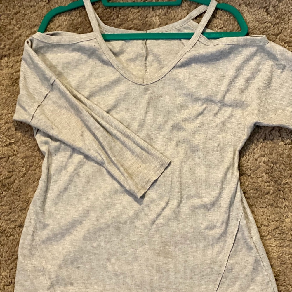 Gray cold shoulder t shirt